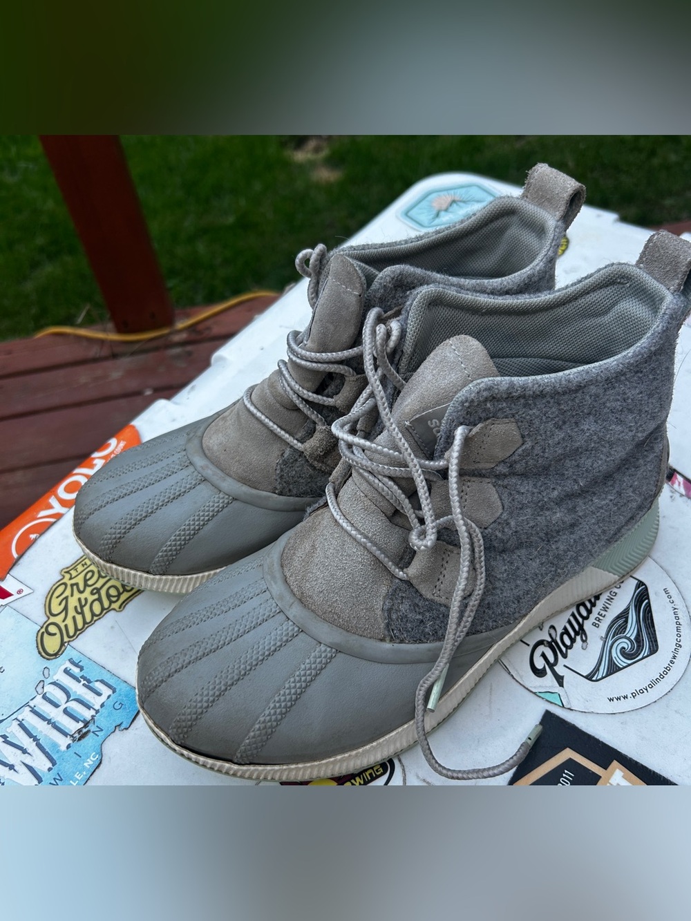 Sorel Out N About Plus Conquest Waterproof Boots Gray Women’s Size 9